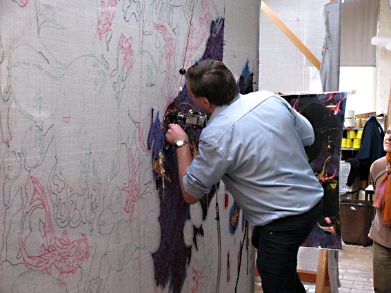 Het tuften van het tapijt